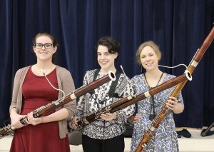 The Bombastic Bassoons (bassoon trio left to right: Carly Gomez, Marisa Esposito, Arleigh Savage)