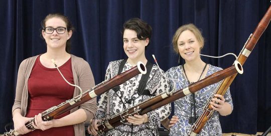 The Bombastic Bassoons (bassoon trio left to right: Carly Gomez, Marisa Esposito, Arleigh Savage)
